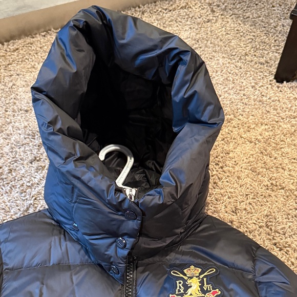 Black Puffer Coat with Embroidered Logo - Picture 3 of 8